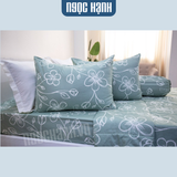  BỘ DRAP GIƯỜNG COTTON HOẠ TIẾT HOA XANH MINT - NGỌC HẠNH BEDDING 