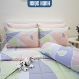  Bộ drap giường tencel lụa Hoạ Tiết Xoăn Hồng Tím - Ngọc Hạnh Bedding 
