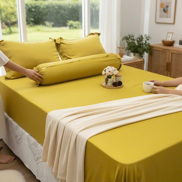  Bộ Chăn Ga Gối LỤA TENCEL 80s mát lạnh, mềm mịn, thấm hút tốt hơn cotton và linen, nệm 5 10 15 20cm - Ngọc Hạnh Bedding 