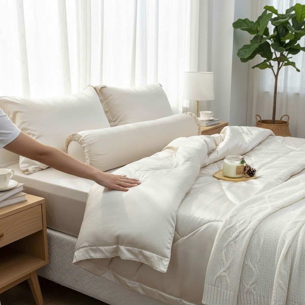  Bộ Chăn Ga Gối LỤA TENCEL 80s mát lạnh, mềm mịn, thấm hút tốt hơn cotton và linen, nệm 5 10 15 20cm - Ngọc Hạnh Bedding 