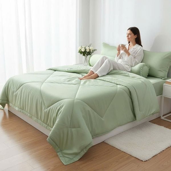  Bộ Chăn Ga Gối LỤA TENCEL 80s mát lạnh, mềm mịn, thấm hút tốt hơn cotton và linen, nệm 5 10 15 20cm - Ngọc Hạnh Bedding 