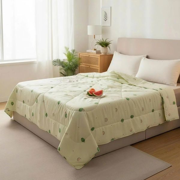  Chăn Lạnh ICOOL Dưa hấu nền vàng nhạt - Mát lạnh mùa hè - NGỌC HẠNH ICOOL 