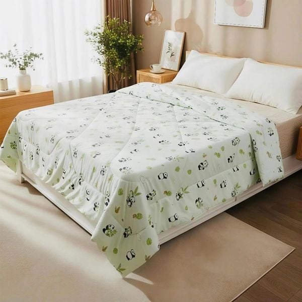  Chăn Lạnh ICOOL Gấu trúc nền xanh nhạt - Mát lạnh mùa hè - NGỌC HẠNH ICOOL 