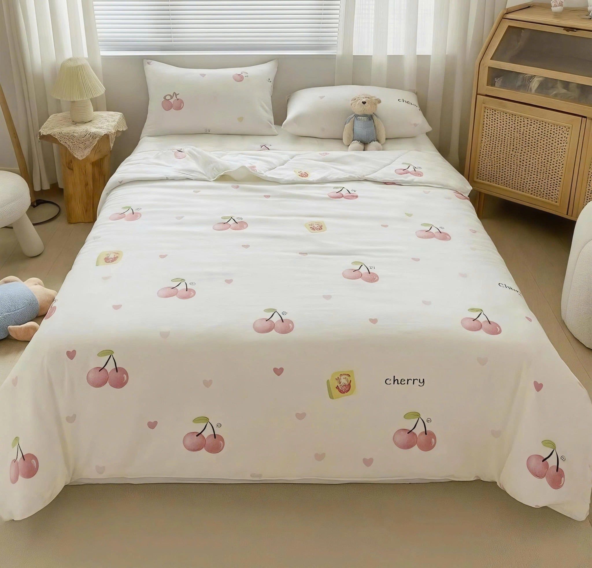  Chăn Lạnh ICOOL Cherry hồng nền trắng  - Mát lạnh mùa hè - NGỌC HẠNH ICOOL 