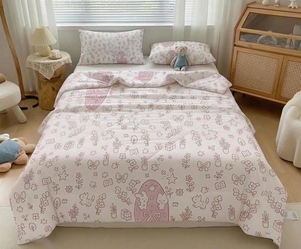  Chăn Lạnh ICOOL Họa tiết nhí hồng  - Mát lạnh mùa hè - NGỌC HẠNH ICOOL 
