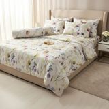  Bộ Chăn Ga Gối Lụa Tencel 40s SLeep Cool mát lạnh, mềm mịn nệm 5 10 15 20cm họa tiết HOA NHÍ NỀN NGÀ - Ngọc Hạnh Bedding 
