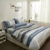  Bộ Chăn Ga Gối Lụa Tencel 40s SLeep Cool mát lạnh, mềm mịn nệm 5 10 15 20cm họa tiết SỌC TRẮNG SỌC XANH - Ngọc Hạnh Bedding 