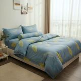  Bộ Chăn Ga Gối Lụa Tencel 40s SLeep Cool mát lạnh, mềm mịn nệm 5 10 15 20cm họa tiết LÁ VÀNG NỀN XANH - Ngọc Hạnh Bedding 