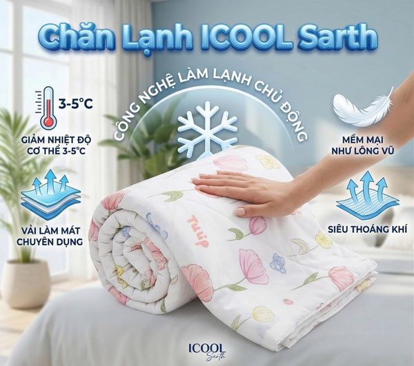  Chăn Lạnh ICOOL TULIP HỒNG mềm mại, mát lạnh, thoáng khí - NGỌC HẠNH BEDDING 