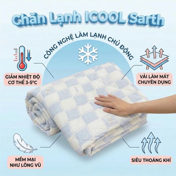  Chăn Lạnh ICOOL Ô VUÔNG XANH mềm mại, mát lạnh, thoáng khí - NGỌC HẠNH BEDDING 
