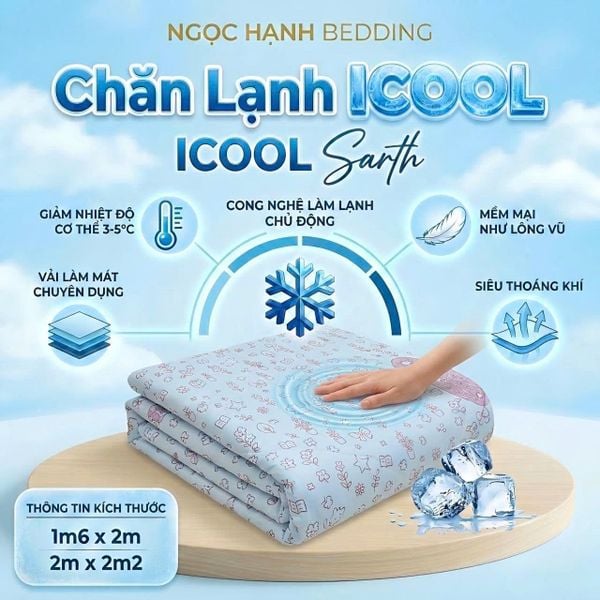  Chăn Lạnh ICOOL Họa tiết nhí hồng  - Mát lạnh mùa hè - NGỌC HẠNH ICOOL 
