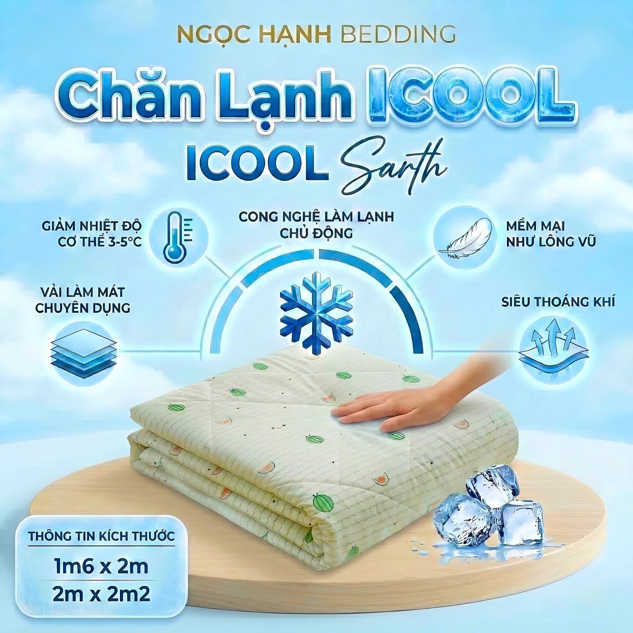  Chăn Lạnh ICOOL Dưa hấu nền vàng nhạt - Mát lạnh mùa hè - NGỌC HẠNH ICOOL 