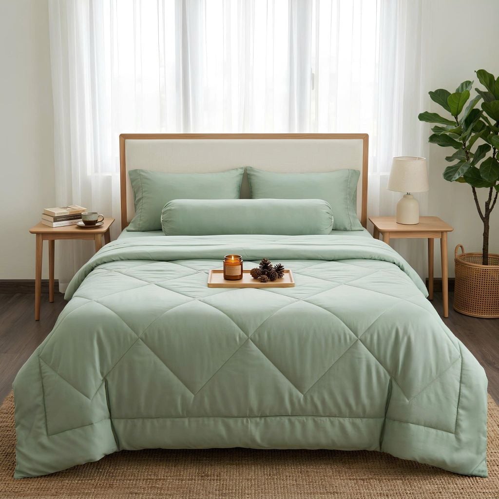  Bộ Chăn Ga Gối LỤA TENCEL 80s mát lạnh, mềm mịn, thấm hút tốt hơn linen, nệm 10cm đến 20cm - Ngọc Hạnh Bedding 