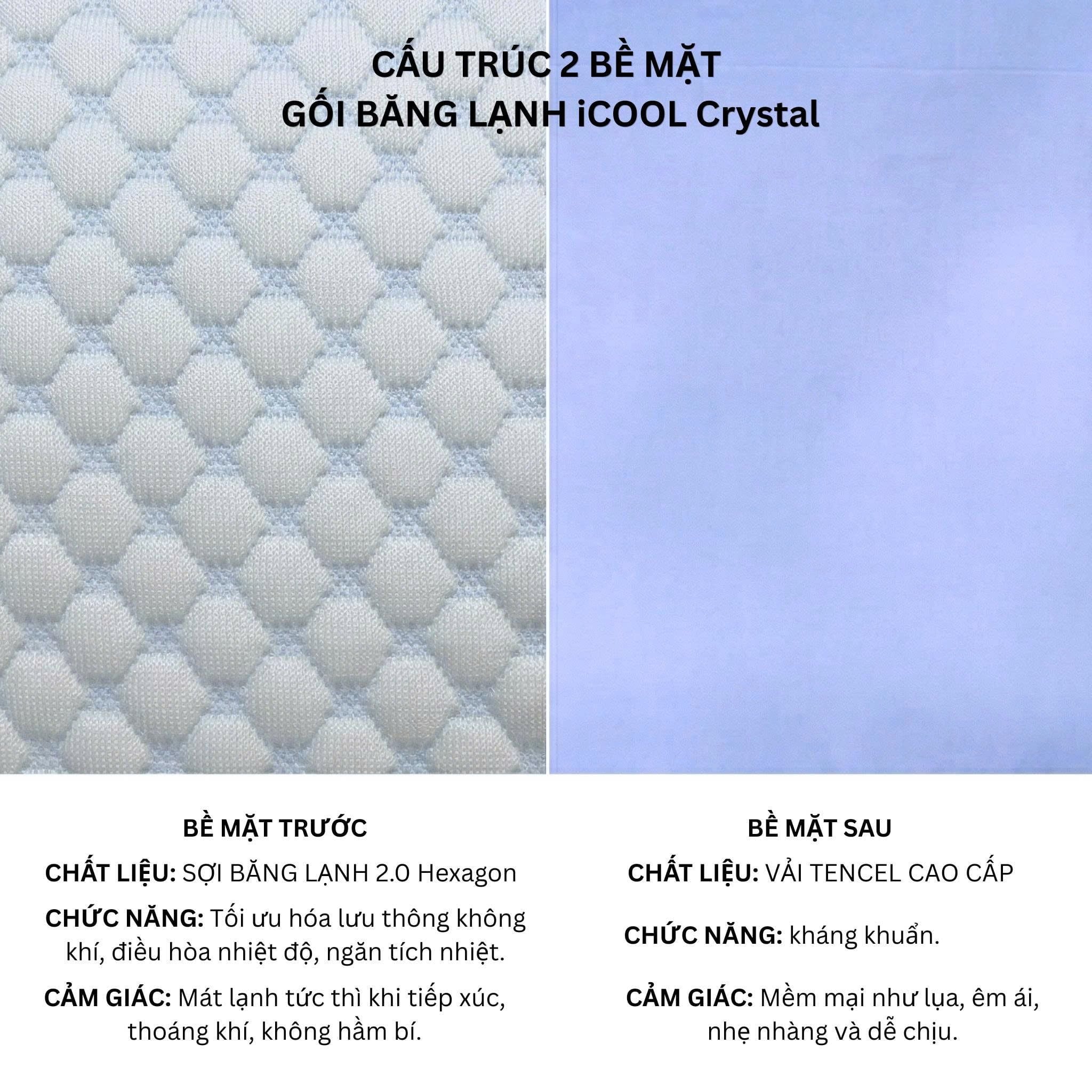  Gối Băng Lạnh Lông vũ mát lạnh iCool Crystal, không xù lông, mềm mại, thoáng khí - Ngọc Hạnh Bedding 
