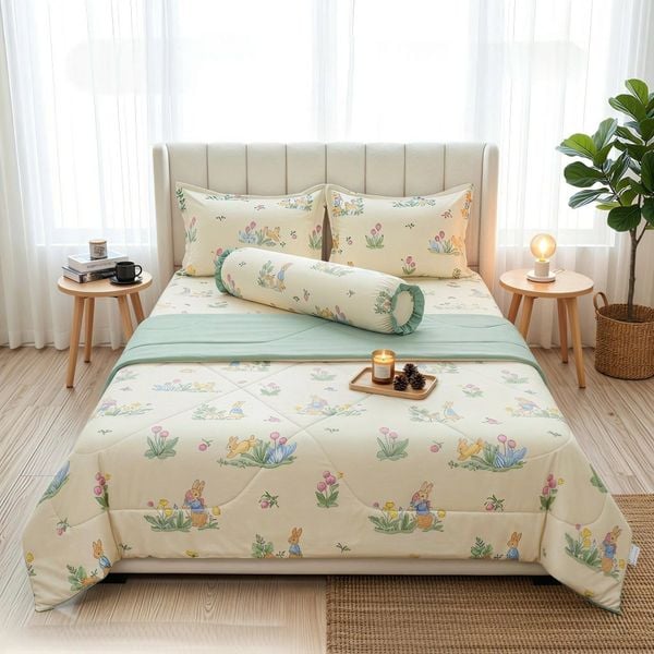  Bộ Ga Gối Phi Lụa Tencel Daisy thoáng mát, mềm mịn nệm 5cm 10cm 15cm 20cm -  Ngọc Hạnh Bedding 