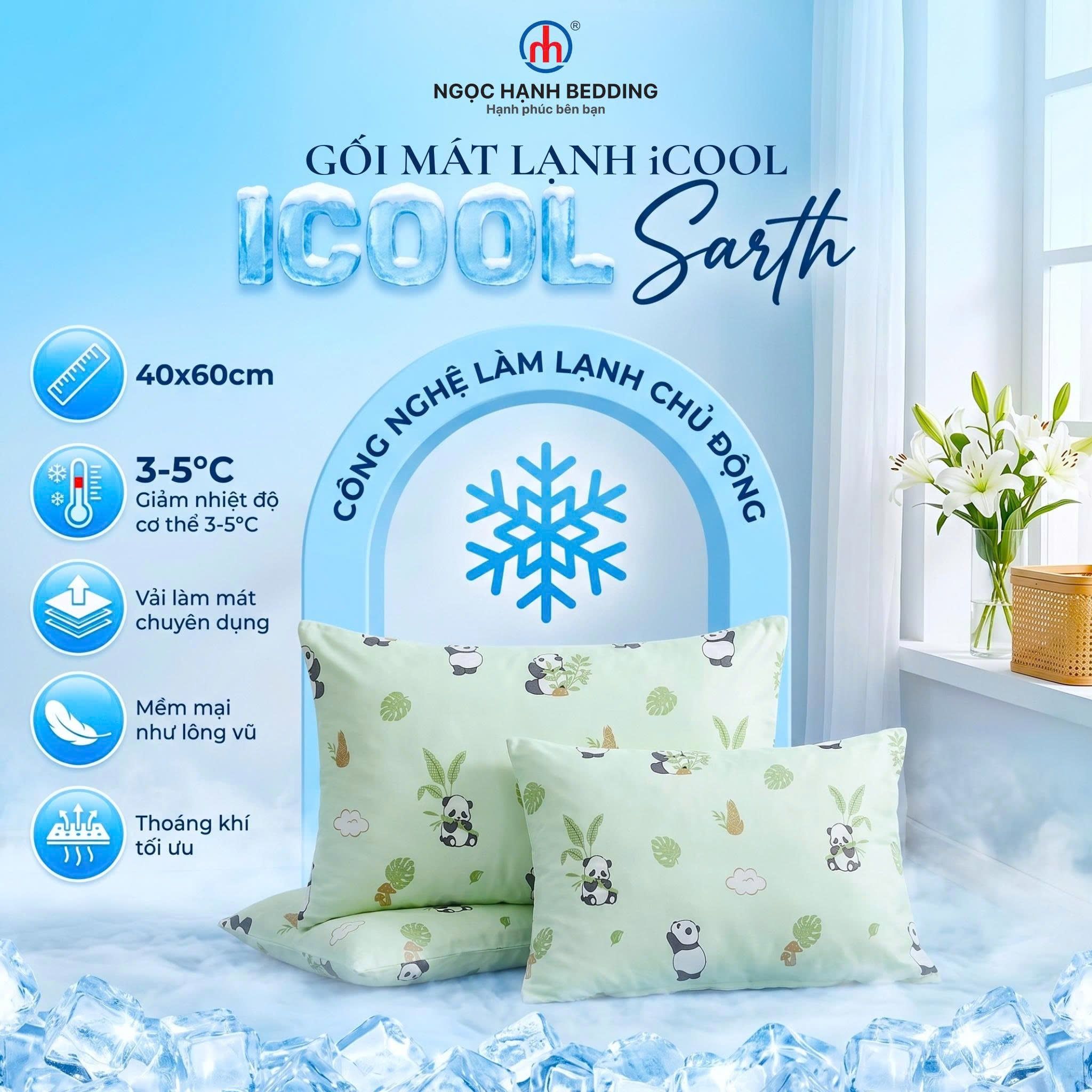  GỐI Mochi iCool Sarth MÁT LẠNH, LÔNG VŨ MỀM MẠI, SIÊU MỊN, THOÁNG KHÍ - Ngọc Hạnh Bedding 