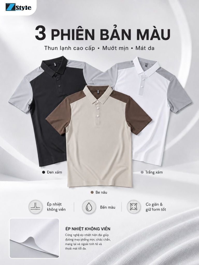 Áo Polo Nam Zstyle ZMT146SH Thun Lạnh Co Giãn Nút Cài Thoáng Khí