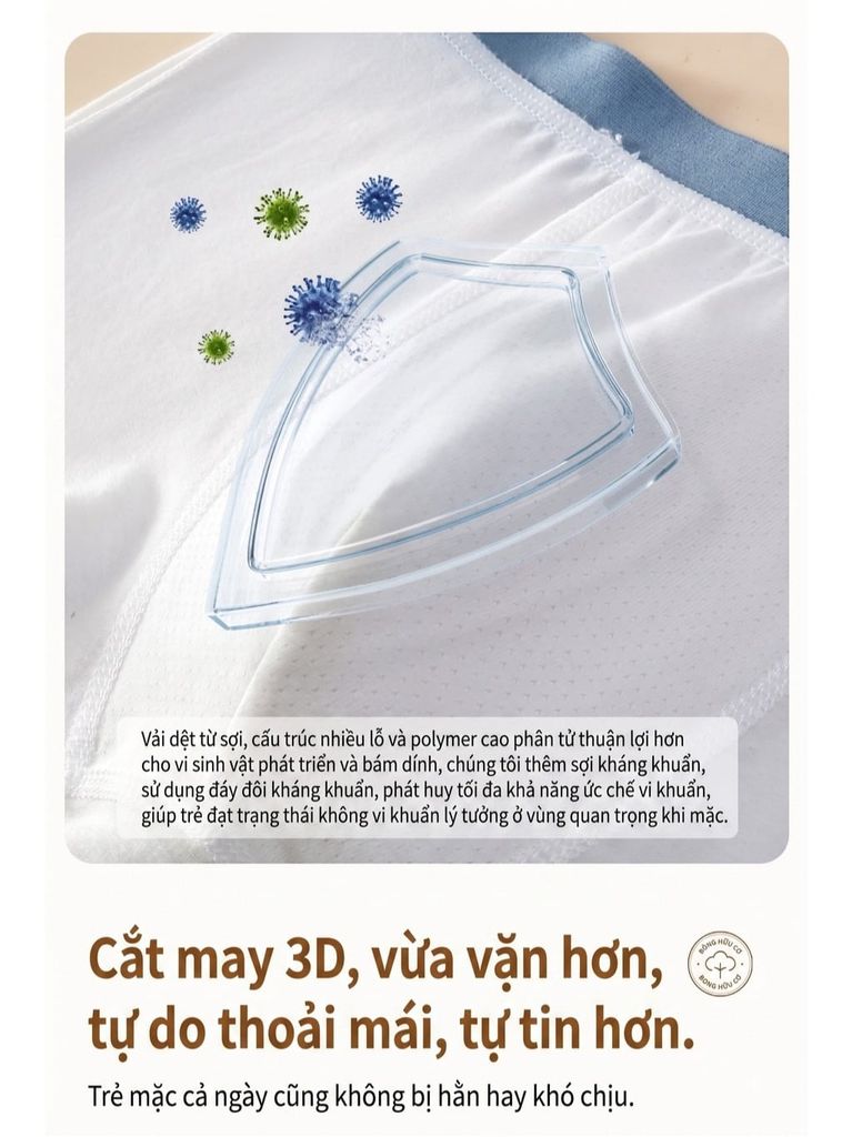 Combo 4 Quần Lót Boxer Bé Trai J-me Cotton Loại A Kháng Khuẩn 5A