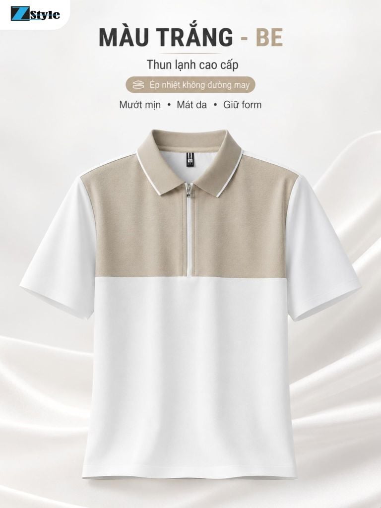 Áo Polo Nam Zstyle ZMT145SH Thun Lạnh Cao Cấp Phối Màu Cổ Bẻ Khóa Kéo