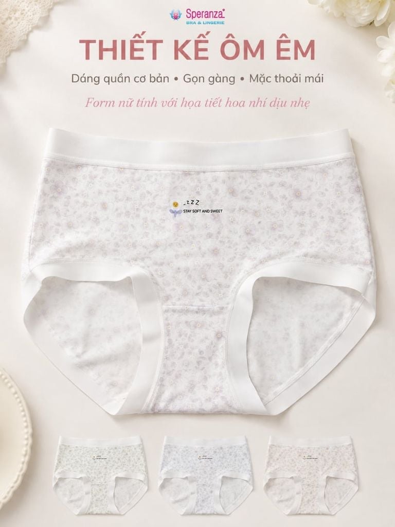 Quần Lót Nữ Speranza Q149NK Hoa Nhí Cạp Mềm Co Giãn Thoáng Mát
