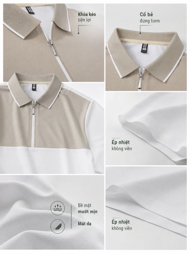 Áo Polo Nam Zstyle ZMT145SH Thun Lạnh Cao Cấp Phối Màu Cổ Bẻ Khóa Kéo