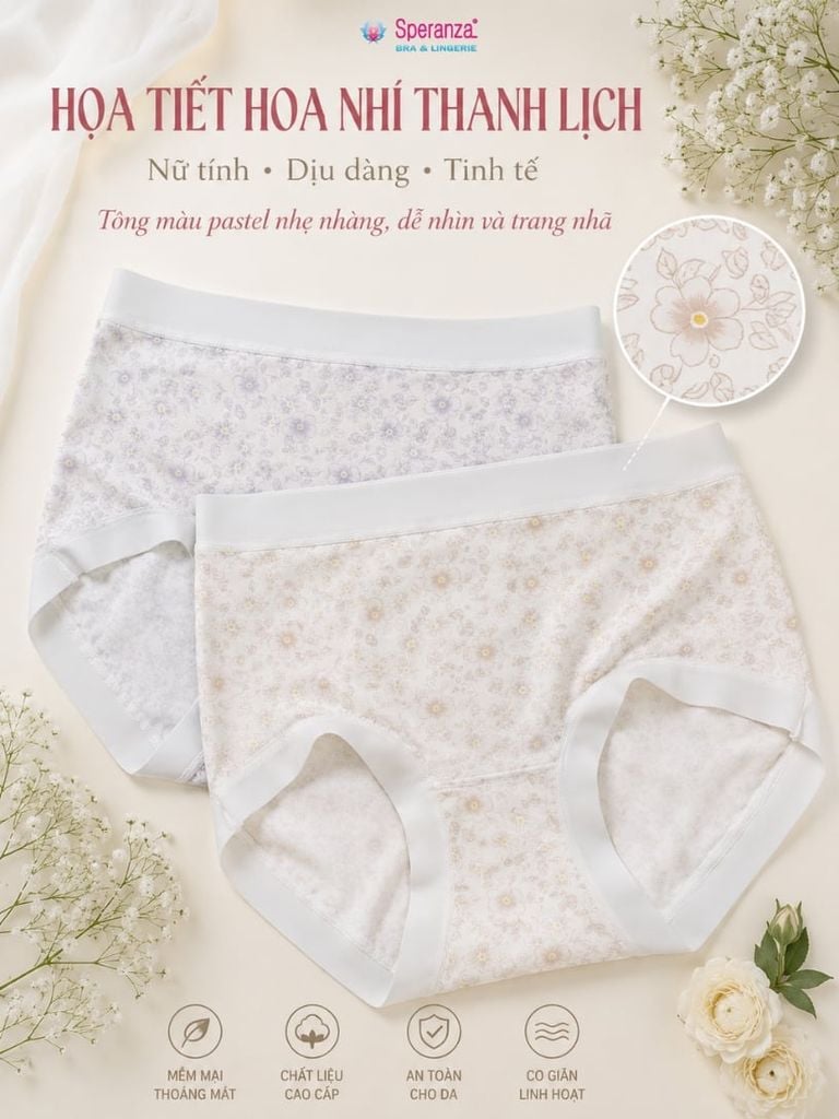 Quần Lót Nữ Speranza Q149NK Hoa Nhí Cạp Mềm Co Giãn Thoáng Mát