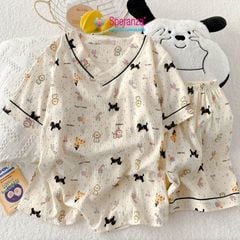 Đồ Bộ Mặc Nhà Nữ Speranza SBD709SH Vải Cotton Nhăn Dáng Đùi