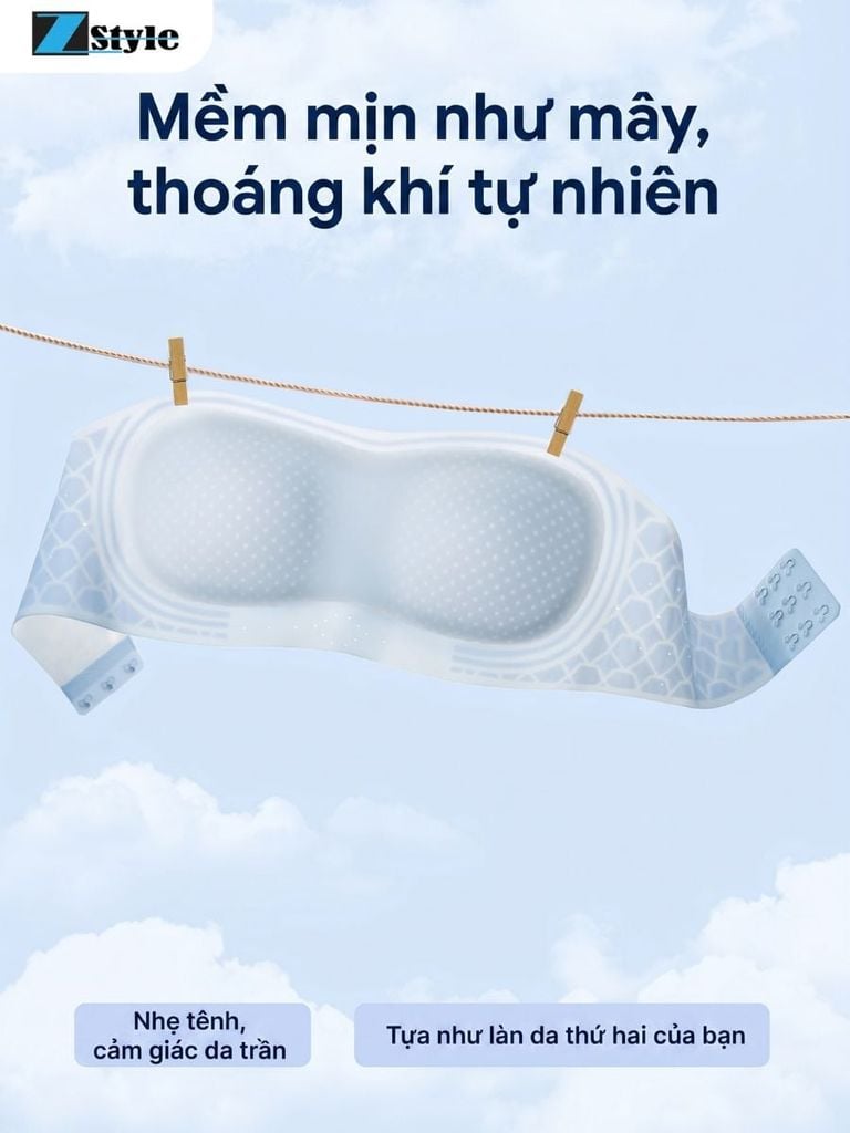 Áo Lót Không Dây Zstyle ZAL1001NK Su Đúc Tàng Hình Không Gọng Chống Trượt Tuyệt Đối Cho Mặc Đầm Quây Áo Ống