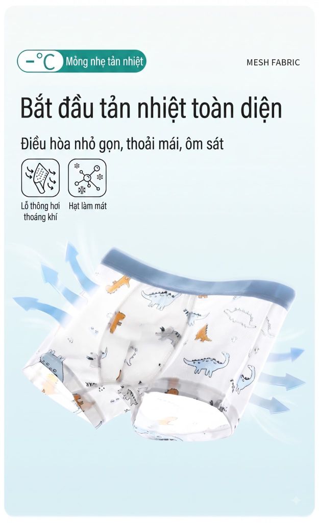 Combo 4 Quần Lót Boxer Bé Trai J-me Cotton Loại A Kháng Khuẩn 5A