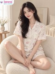 Bộ Mặc Nhà Nữ Speranza SBD0004 Tay Ngắn Quần Đùi Họa Tiết Pastel Dễ Thương