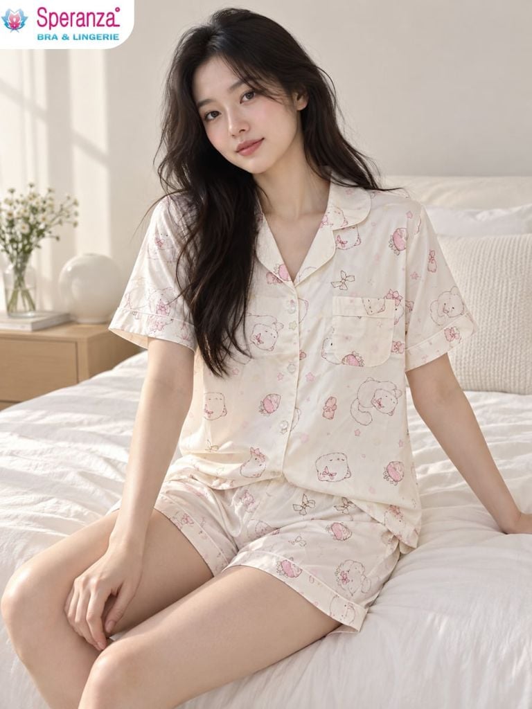 Bộ Mặc Nhà Nữ Speranza SBD0004 Tay Ngắn Quần Đùi Họa Tiết Pastel Dễ Thương