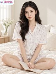 Bộ Mặc Nhà Nữ Speranza SBD0004 Tay Ngắn Quần Đùi Họa Tiết Pastel Dễ Thương