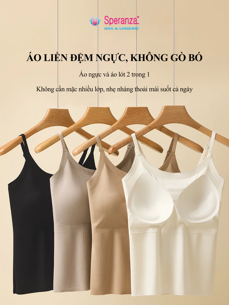 Áo hai dây lót đệm ngực lụa băng Speranza - 2 trong 1 không gọng, co giãn 4 chiều - SPAL6666SH