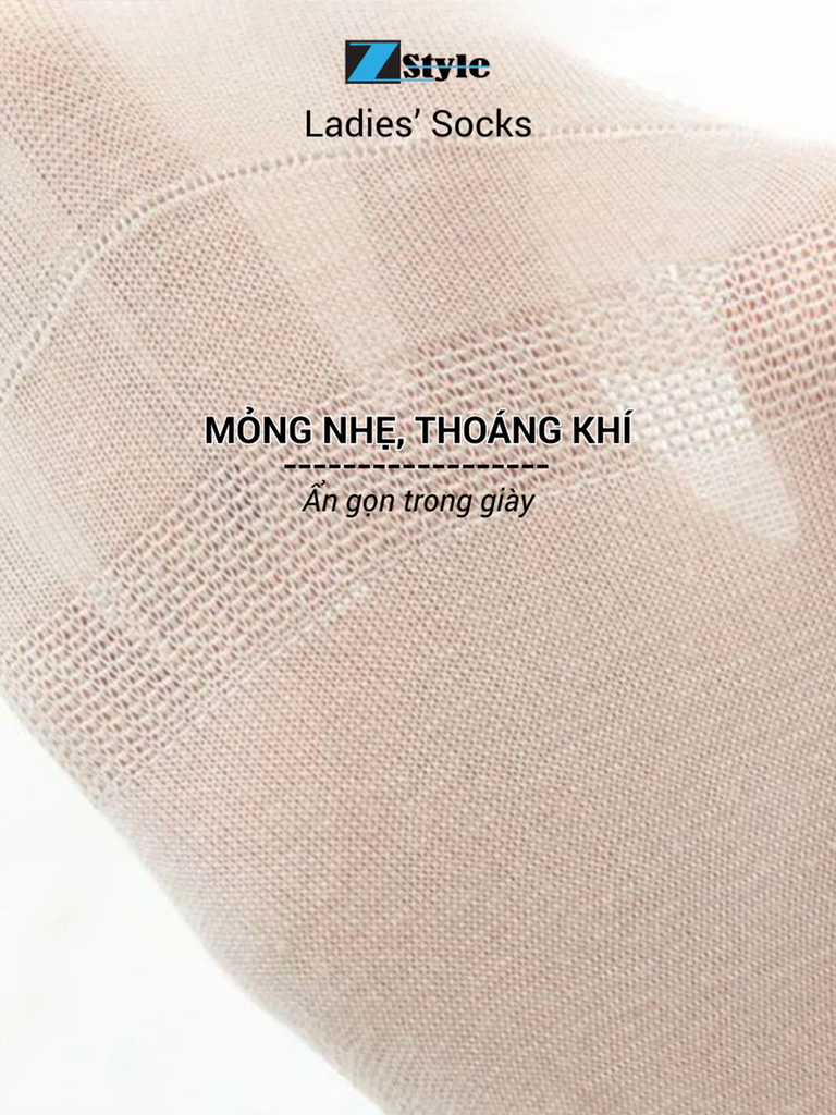 Combo 5 Đôi Vớ Lười Nữ Zstyle Chống Tuột Gót Silicon Kháng Khuẩn >99,9% Cotton Tự Nhiên Thoáng Khí