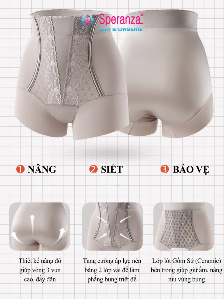 Quần Gen Bụng Ấm Tử Cung Speranza, Lót Tơ Tằm 10A Kháng Khuẩn, Siết Eo 2 Lớp Nâng Mông SPQG5087SH