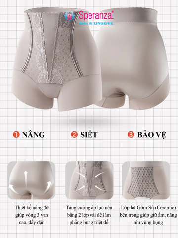 Quần Gen Bụng Ấm Tử Cung Speranza, Lót Tơ Tằm 10A Kháng Khuẩn, Siết Eo 2 Lớp Nâng Mông SPQG5087SH