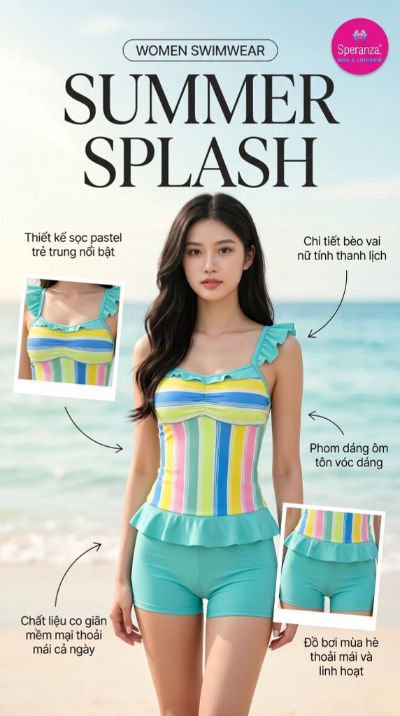 [49k/bộ] Bộ Đồ Bơi Nữ Speranza - Đồ Bơi Liền Thân Co Giãn Cao Cấp Tôn Dáng Che Khuyết Điểm