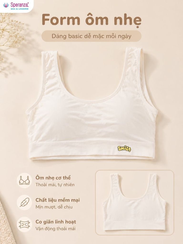 Áo Bra Nữ Cotton Speranza SPAL01908SH Có Mút Nhẹ, Form Ôm Đến 65kg