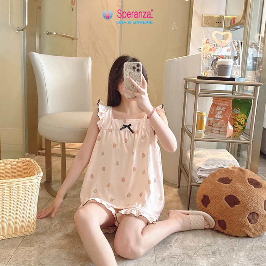 [Bộ Đồ Ngủ Nữ Cotton Tay Cánh Tiên] Mặc Nhà Dễ Thương Dáng Rộng, Họa Tiết Cute Cho Bạn Gái Tuổi Teen SBD010SH