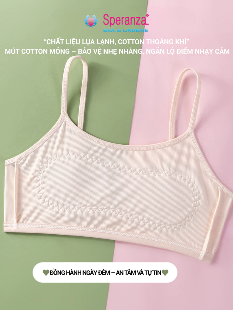 Áo lót bé gái Speranza lụa lạnh cotton thoáng khí | Êm nhẹ, chống lộ dấu, dây vai co giãn chắc chắn SPAL143SH