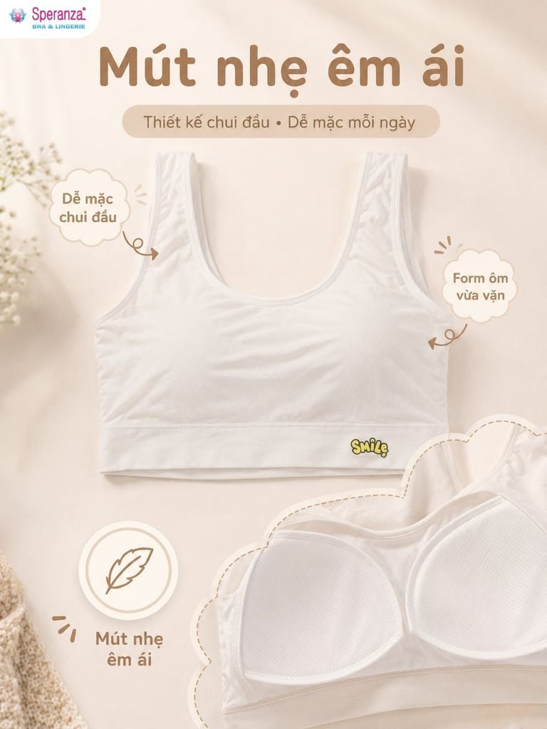 Áo Bra Nữ Cotton Speranza SPAL01908SH Có Mút Nhẹ, Form Ôm Đến 65kg