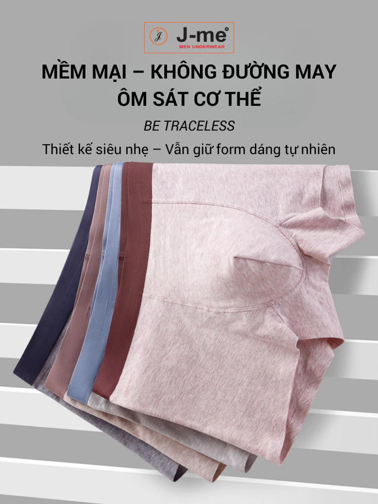 [Hàng mới] Quần lót nam cotton J-me dáng boxer – Không đường may – Co giãn thoải mái - JM3719SH