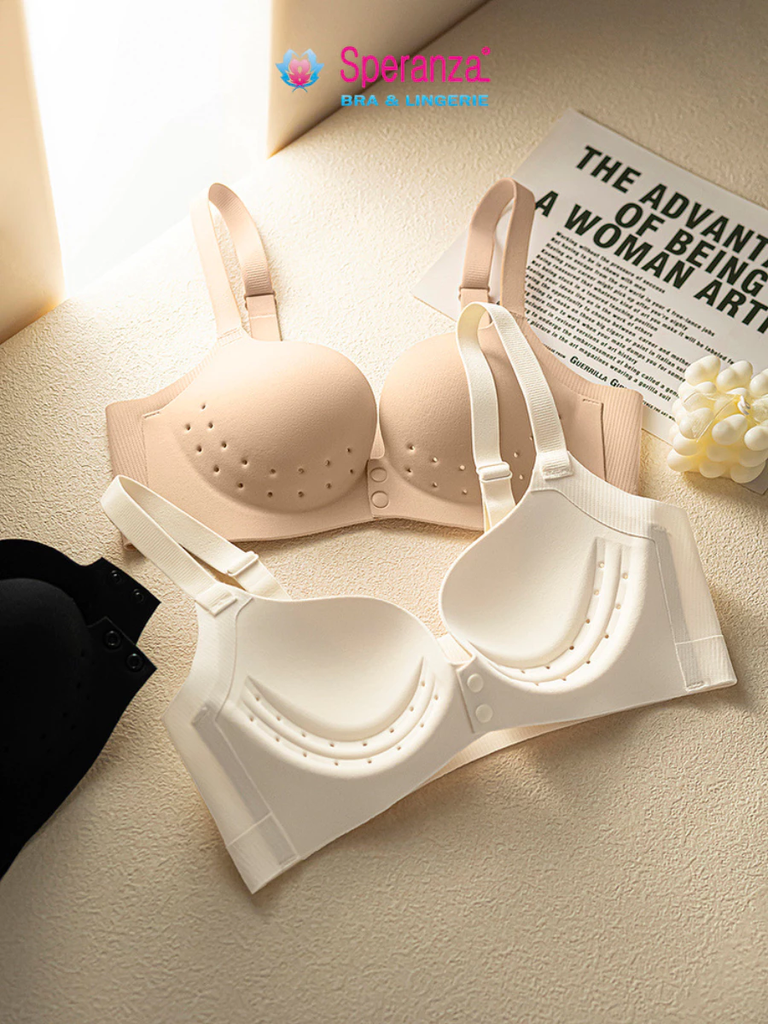 Áo Ngực Nữ Cao Cấp Speranza Nút Gài Trước Thoáng Khí – 3 Màu Đen Nâu Kem, Size M-3XL - SPA0817SH