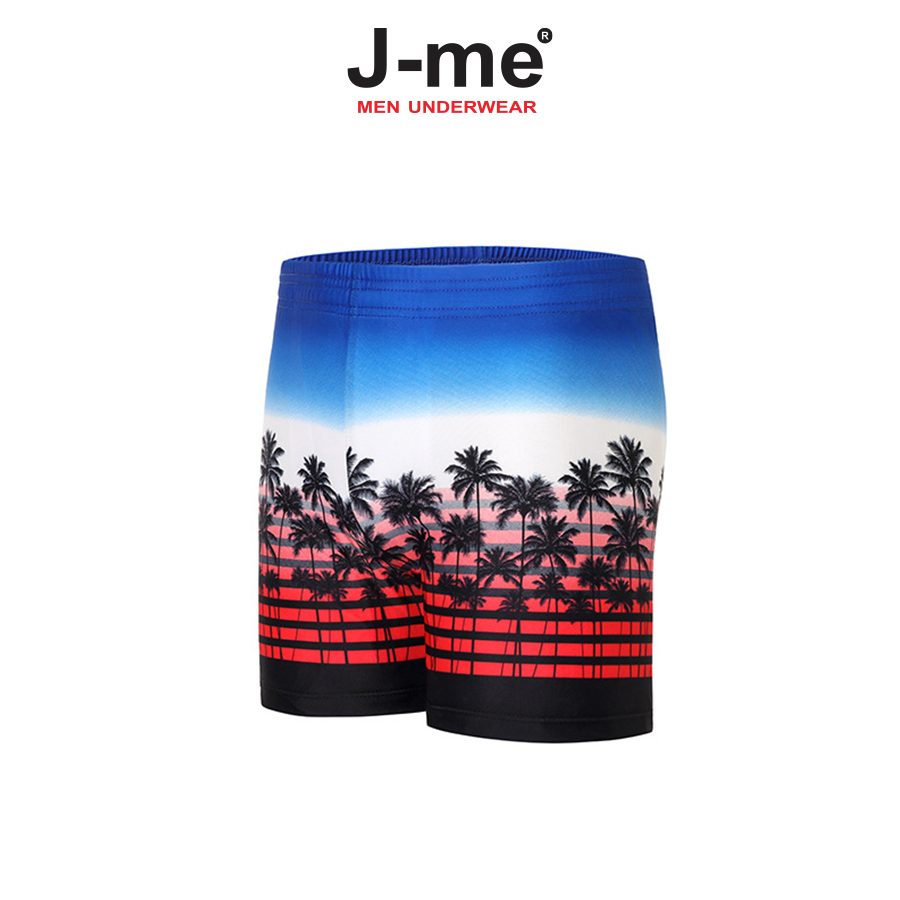 Quần bơi nam J-me họa tiết cây dừa , 60kg đến 80kg mặc vừa, co dãn 4 chiều, kiểu dáng thể thao - JMB1812SH