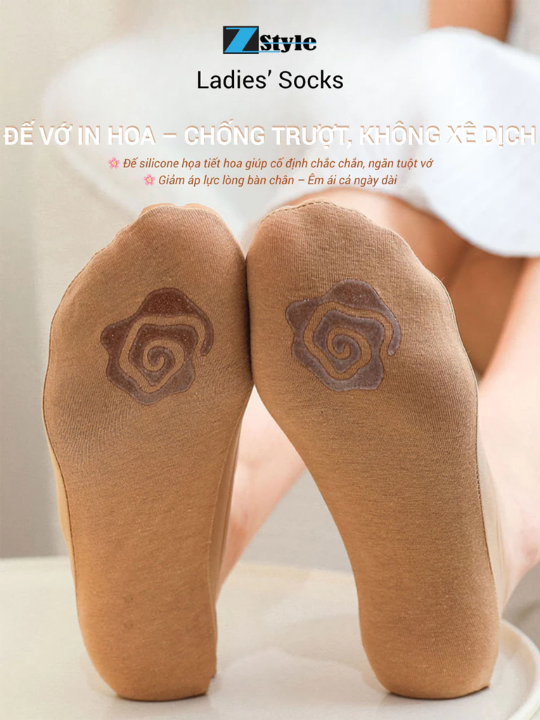 Combo 4 Vớ nữ Zstyle siêu mỏng không viền, giấu gót chống tuột – Vớ mang giày búp bê, giày cao gót ZLS008SH
