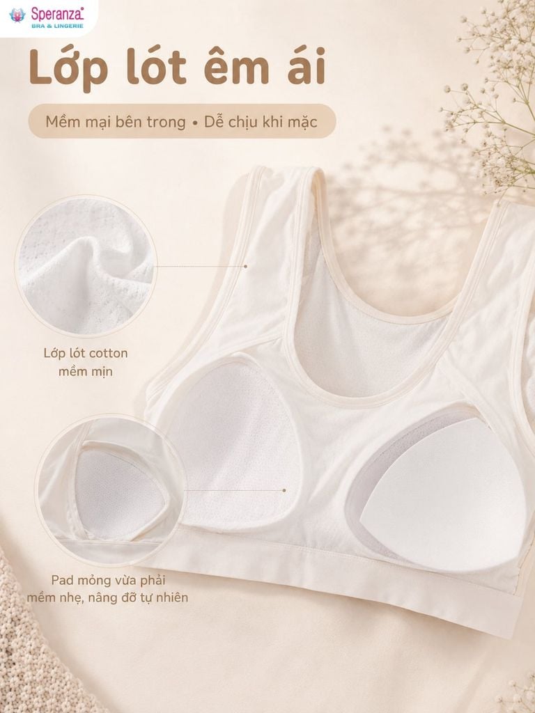 Áo Bra Nữ Cotton Speranza SPAL01908SH Có Mút Nhẹ, Form Ôm Đến 65kg