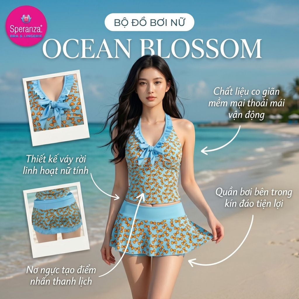 [49k/bộ] Bộ Đồ Bơi Nữ Speranza - Đồ Bơi Liền Thân Co Giãn Cao Cấp Tôn Dáng Che Khuyết Điểm