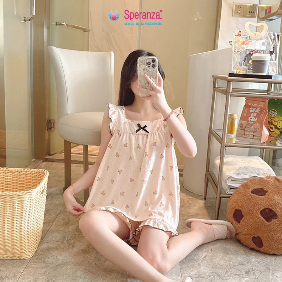 [Bộ Đồ Ngủ Nữ Cotton Tay Cánh Tiên] Mặc Nhà Dễ Thương Dáng Rộng, Họa Tiết Cute Cho Bạn Gái Tuổi Teen SBD010SH