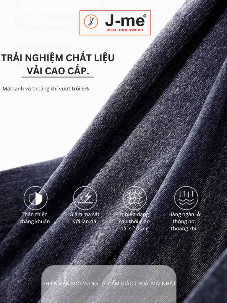 Quần lót boxer J-me thoáng khí, lụa băng dành cho nam, nhanh khô và mát mẻ - JM815SH