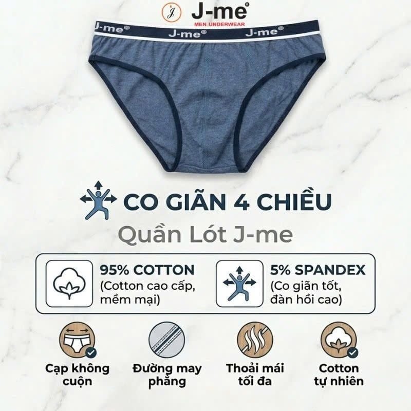 Quần Sịp Nam Tam Giác J-me JM137SH Cotton Co Giãn
